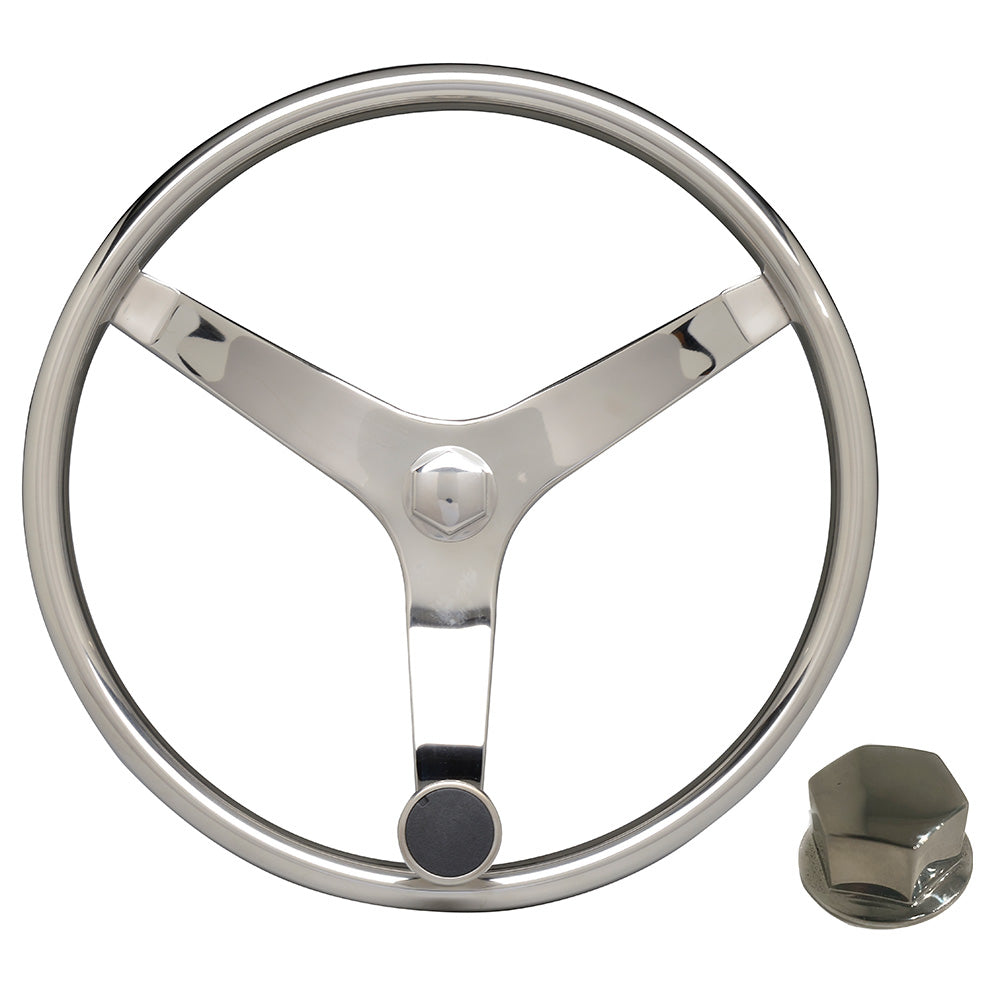Uflex  V46  135 Stainless Steel Steering Wheel wSpeed Knob  Chrome Nut V46 KIT