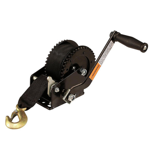 Attwood 2000 lb Dual Drive Winch  2 x 20 Nylon Strap 111954